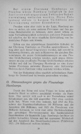 G. Einwendungen gegen die Finanzlage Hamburgs.