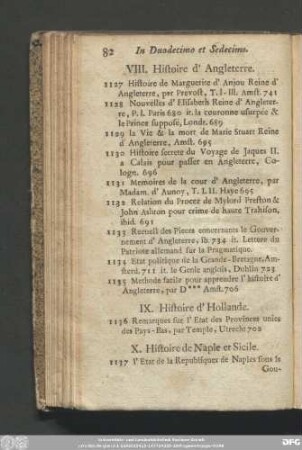 VIII. Histoire d'Angleterre.