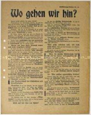Flugblatt der Deutschen Erneuerungs-Gemeinde zur wirtschaftlichen und politischen Nachkriegssituation