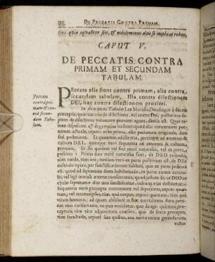 Caput V. De Peccatis Contra Primam Et Secundam Tabulam.