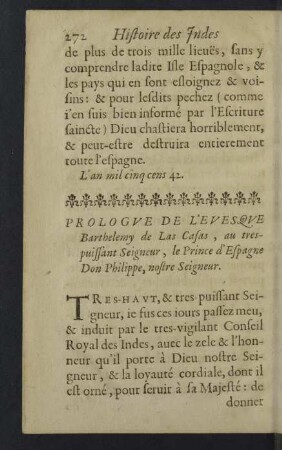 Prologue de L'evesque Barthelemy de Las Casas ...