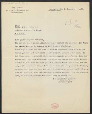 Brief an Willy Strecker an B. Schott's Söhne : 03.11.1931