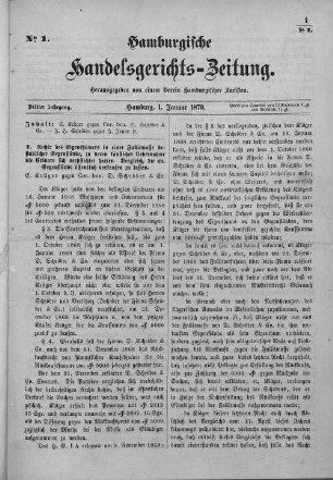 No. 1. 1. Januar 1870