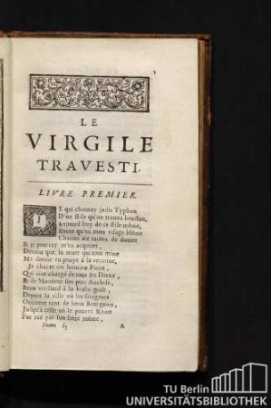 Le Virgile Travesti. Livre Premier.