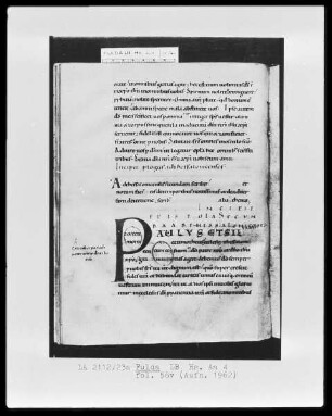 Paulusbriefe — Initiale P(aulus), Folio 56verso
