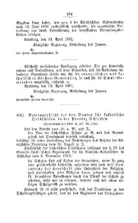 Beitragspflicht bei den Bauten für katholische Ortsschulen in der Provinz Schlesien : [IV. Elementarschulwesen]