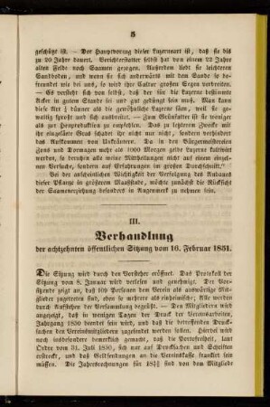 III. Verhandlung der achtzehnten öffentlichen Sitzung vom 16. Februar 1851.