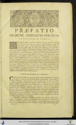 Praefatio in hunc decimum-tertium et postremum tomum.
