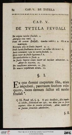 Cap. V.: De Tutela feudali