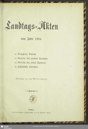 1904,Beil.: Landtags-Akten / Königliche Dekrete