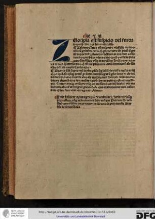 FInit feliciter opus egregium vocabularii iuris utriusque, impressum insigni in civitate Spirensi per Petrum Drach sub anno dominice incarnationis M cccc lxxvii, mensis May die decimaoctava.