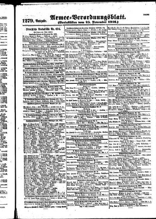 1279. Ausgabe. Samstag, 25. November 1916