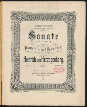 Sonate (in a-Moll) für Pianoforte und Violoncell : op. 52