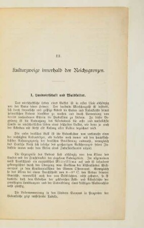 III. Kulturzweige innerhalb der Reichsgrenzen