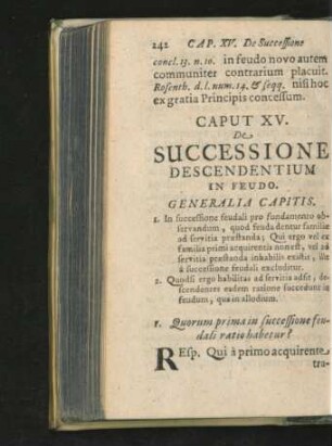 Caput XV. De Successione Descendentium In Feudo.