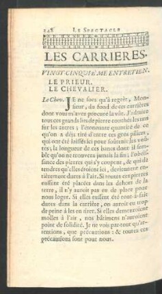 Vingt-cinquième Entretien. Les Carrieres.