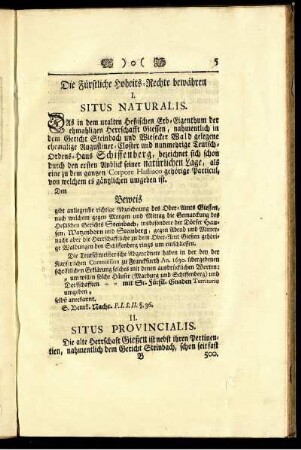 Die Fürstliche Hoheits-Rechte bewähren I. - XIV.