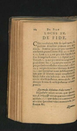 Locus XV. De Fide.