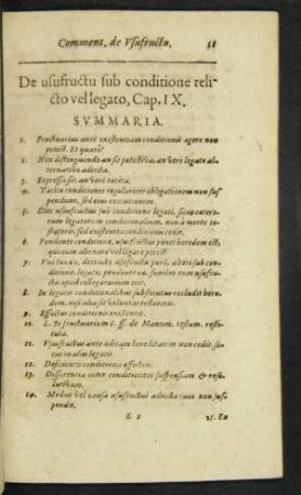De ususfructu sub conditione relicto vel legato, Cap. IX.