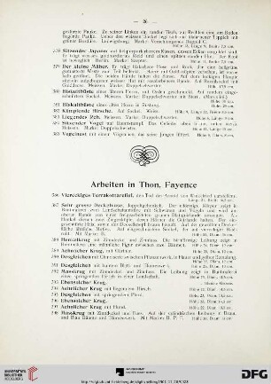 Arbeiten in Thon, Fayence (Nr. 386-412)