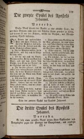 Die zweyte Epistel des Apostels Johannes.