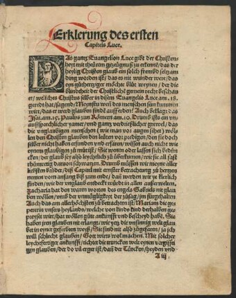 Erklerung des ersten Capitels Luce.