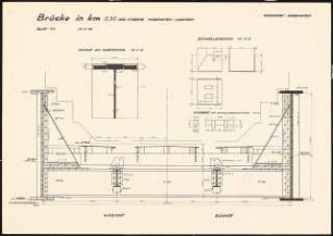 Hafenbahnhof bei Loxstedt Schinkelwettbewerb 1933: Eisenbahnbrücke. Ansicht und Schnitt 1:10, Schnitte 1:5