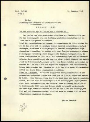 K. Kübler an DAI Zentrale