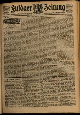 Erste Ausgabe vom Freitag, den 23. Dezember 1904.