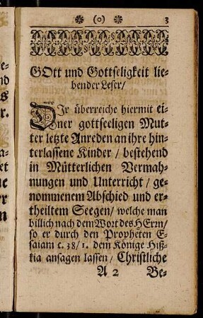Gott und Gottseligkeit liebender Leser