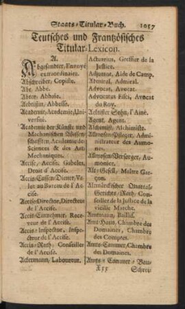 Teutsches und Frantzösisches Titular-Lexicon.