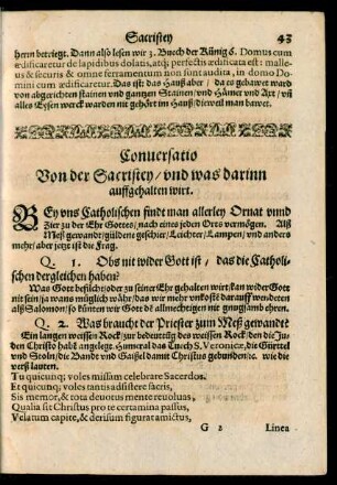 Conversatio Von der Sacristey/ und was darinn auffgehalten wirt.