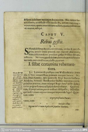 Caput V. De Rebus gestis