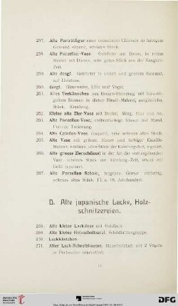 D. Alte japanische Lacke, Holzschnitzereien (Nr. 268 - 303)