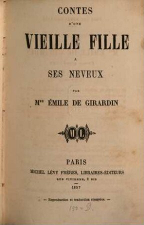 Contes d'une vieille fille à ses neveux