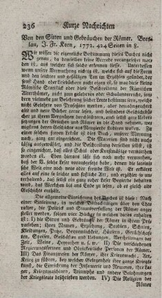 Von den Sitten und Gebräuchen der Römer.