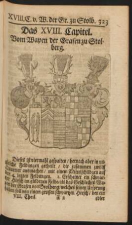 Das XVIII. Capitel. Vom Wapen der Grafen zu Stolberg