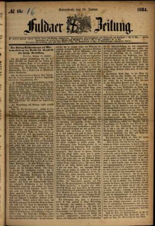 Ausgabe vom Samstag, den 19. Januar 1884.
