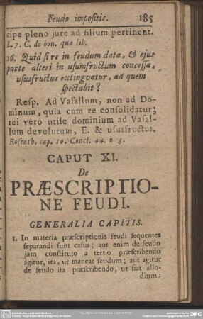 Caput XI. De Praescriptione Feudi