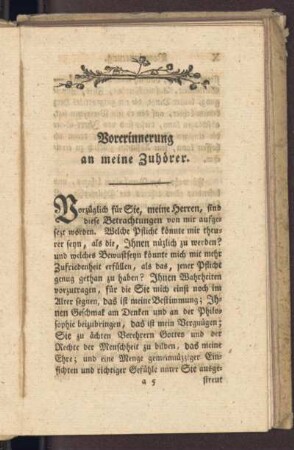 Vorerinnerung an meine Zuhörer