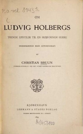 Om Ludvig Holbergs trende Epistler