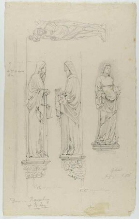 Dom, Regensburg. Vier Heilige. Standfiguren auf Konsolen