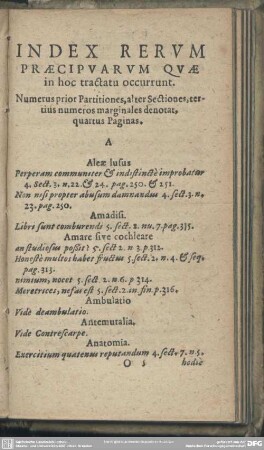 Index Rerum Praecipuarum Quae in hoc tractatu occurunt