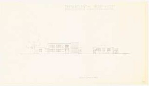 Büro- und Wohngebäude mit Fabrikationshalle der Transatlantic K.G. H. Bernhardt u. CO., Berlin-Rudow, auf dem Gelände Berlin-Rudow, Kanalstraße 76, 78: Ansicht