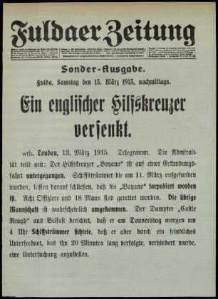 Zweite Ausgabe vom Samstag, den 13. März 1915.