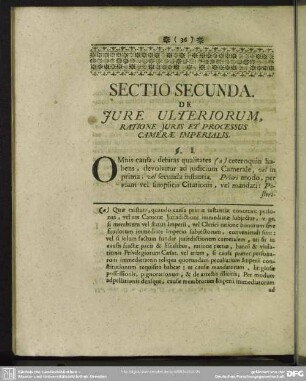 Sectio Secunda. De Iure Ulteriorum, Ratione Iuris Et Processus Camerae Imperialis