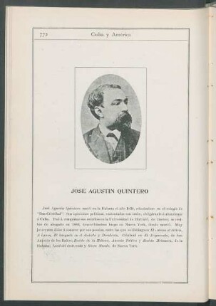 José Agustín Quintero. [Retrato y esbozo biográfico]