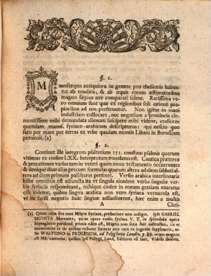 Diss. philol. qua codex Ms. qui Psalterium Syriacum et Arabicum ... continet, recensetur