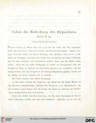Ueber die Bedeckung des Hypaethros