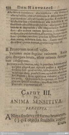 Caput III. De Anima Sensitiva.